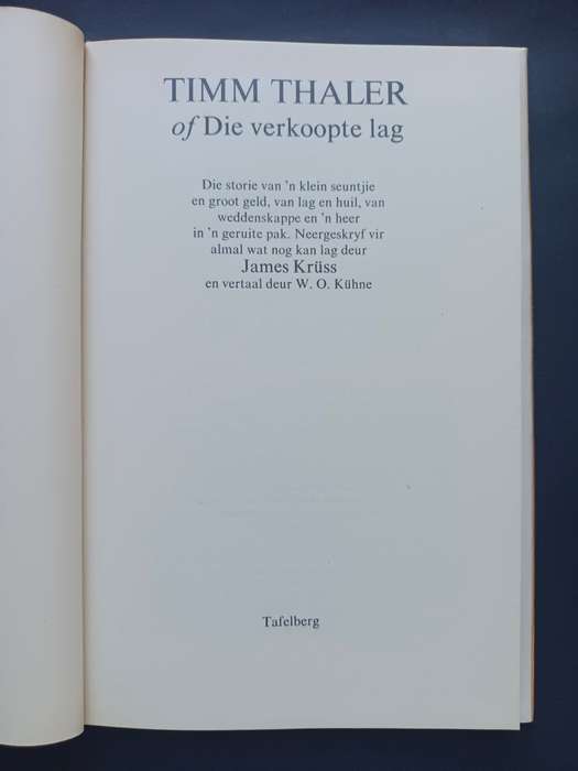 Timm Thaler of Die Verkoopte Lag / James Kruss en vertaal deur W.O.Kuhne
