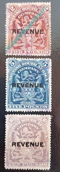 BSAC overprint REVENUE, £2, £5 and £10. Used
