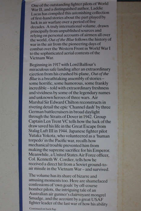 Out Of The Blue, The Role of Luck in Air Warfare 1917-1966 edited by Laddie Lucas