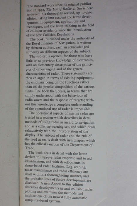 The Use of Radar at Sea edited by Captain FJ Wylie (Fifth Revised Edition)