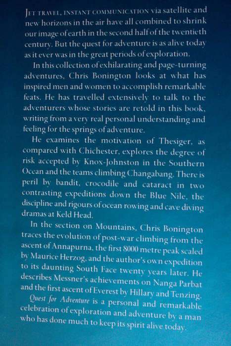 Quest for Adventure: Remarkable Feats of Exploration and Adventure 1950-2000 by Chris Bonington
