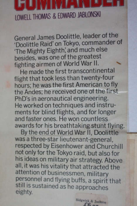 Bomber Commander: The Life of James H Doolittle by Lowell Thomas and Edward Jablonski