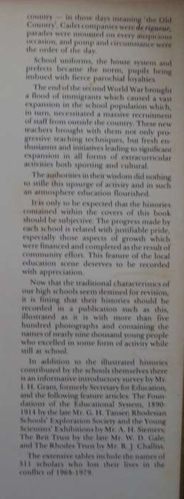 Some Renowed Rhodesian Senior Schools and More Rhodesian Senior Schools I P Maclaren