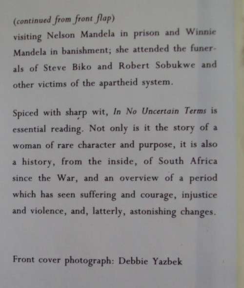 In No Uncertain Terms: A South African Memoir Helen Suzman