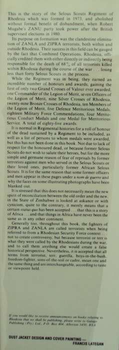 Selous Scouts Top Secret War Author: Lt. Col. Ron Reid Daly as told to Peter Stiff