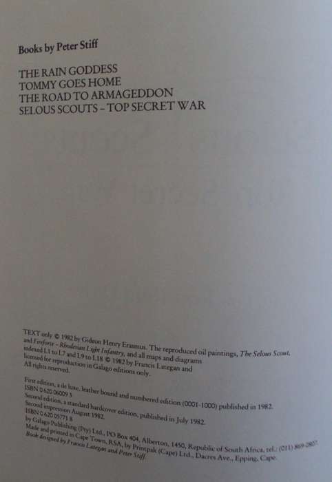 Selous Scouts Top Secret War Author: Lt. Col. Ron Reid Daly as told to Peter Stiff