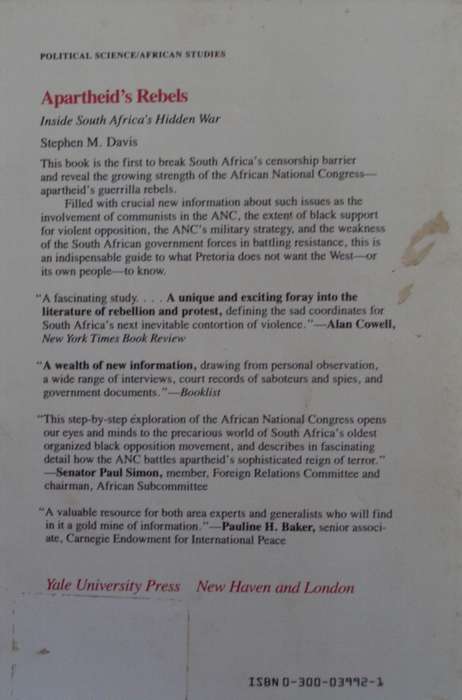 Apartheids Rebels  Inside South Africas Hidden War  Stephen M Davis
