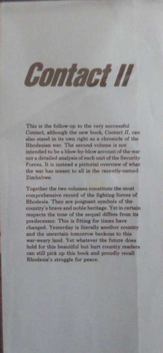 2 Books - Contact A Tribute to those who Serve Rhodesia & Contact II Struggle for Peace