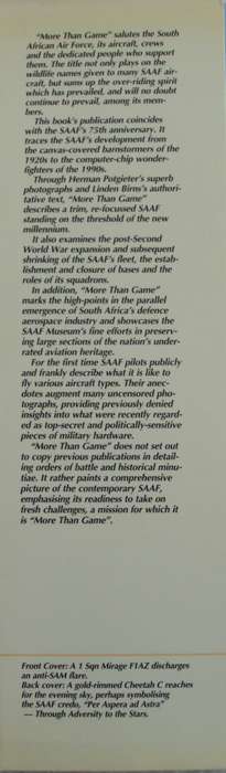 More Than Game A Salute to the South African Air Force Herman Potgieter
