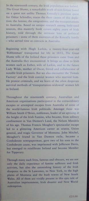 The Great Shame A Story of the Irish in the World and the New  Author: Thomas Keneally      Publishe