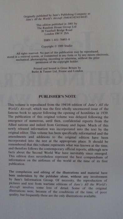 Janes Fighting Aircraft of World War I & World War II  Two Volumes
