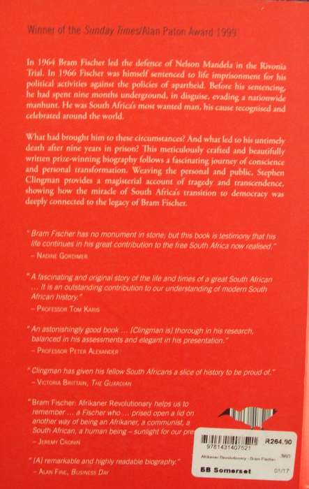 Bram Fischer Afrikaner Revolutionary Stephen Clingman