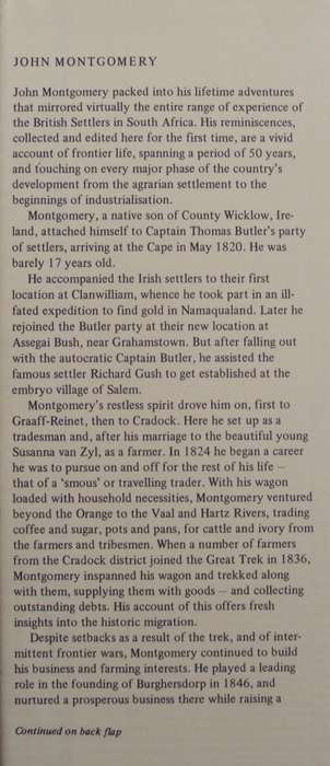 The Reminiscences of John Montgomery Volume 6 Rhodes University The Grahams Town Series