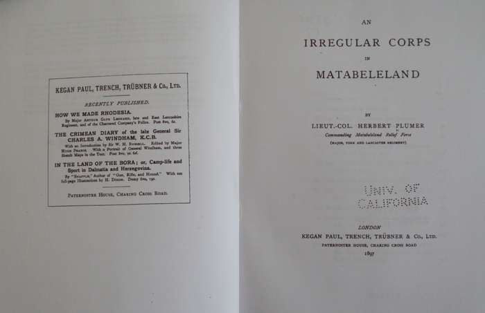 An Irregular Corps in Matabeleland  Scholars Choice  Author: Lieut. Col Herbert Plumer