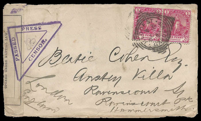 Anglo Boer War.  Censored Cover (FRONT ONLY!) as per scan.