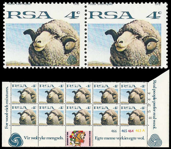 Republic of South Africa.  Block of 10 with Shifted Perforation. Price equates to R100 per stamp.