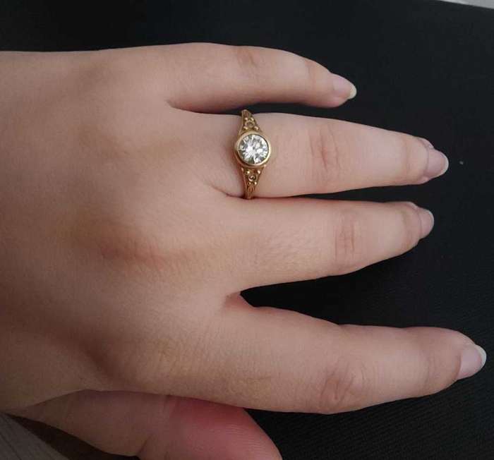 0.76CT Diamond Ring 9CT Yellow Gold Carved Detail