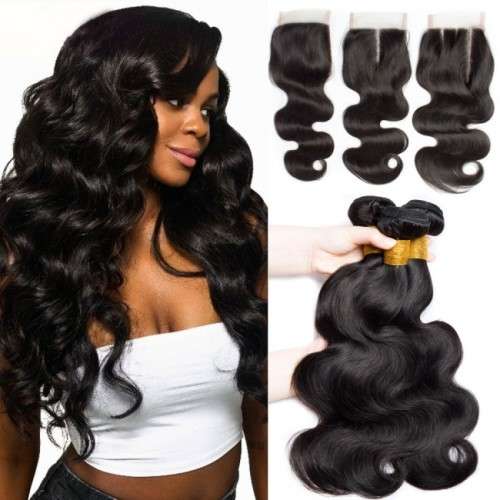 Brazilian Body Wave Virgin Hair 3 Bundles 12 Inches with closure - Grade 12A