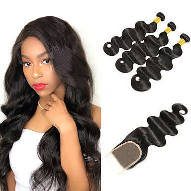 Brazilian Body Wave Virgin Hair 3 Bundles 12 Inches with closure - Grade 12A