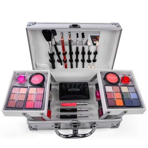 Professional Makeup Set 3 Lyers Suitcase Makeup Kit Glitter Lipstick Brushes Nail Polish Cosmetic