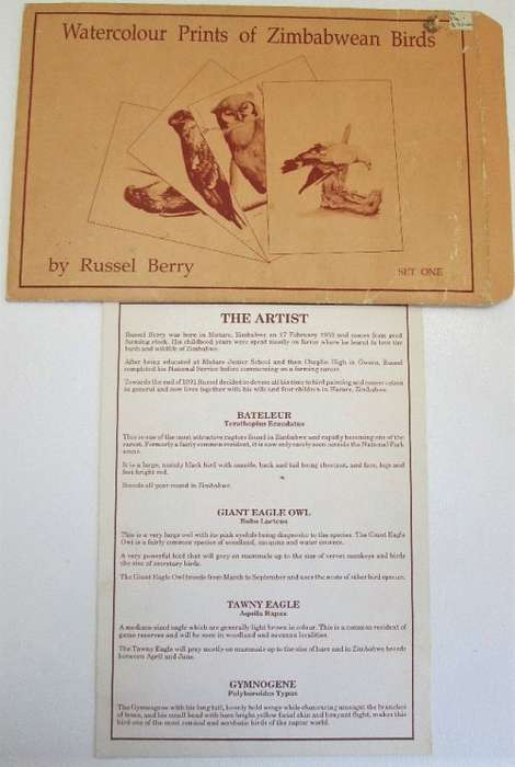 Watercolour Prints Of Zimbabwean Birds - Russell Berry, Signed - Print Size 29,5cm/21cm