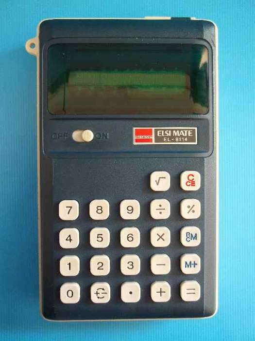 Vintage Sharp EL-8114 Electronic Calculator Working With Green LCD & Adaptor Socket & Cover