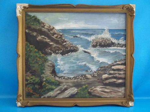 Full Of Character  Old M S Hawkes Oil Painting In A Worn Vintage Frame - 40cm/46cm