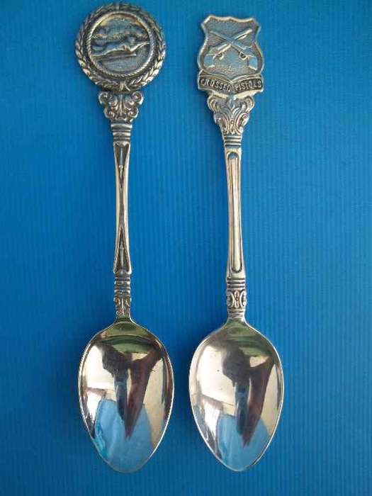 2 X EPNS Gun Motif Teaspoons