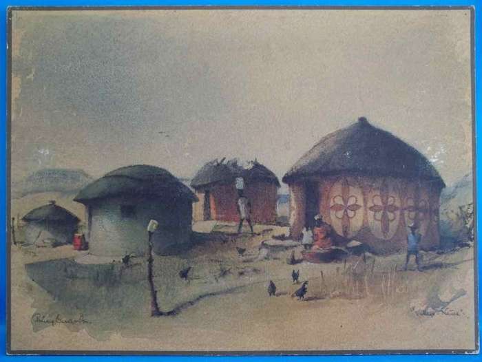 Philip Bawcombe - Village, Natal, Print On Board - 28,5cm/38,5cm