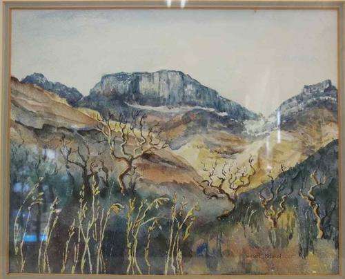 Attractive Suset Maakal Watercolour Framed Behind Glass 