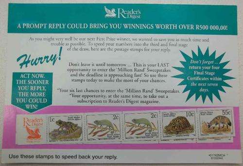 1993 10X Unused Stamps On A Reader's Digest Reply Letter