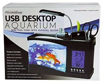 USB Desktop Aquarium Mini Fish Tank With LCD Display Multi functional Calendar