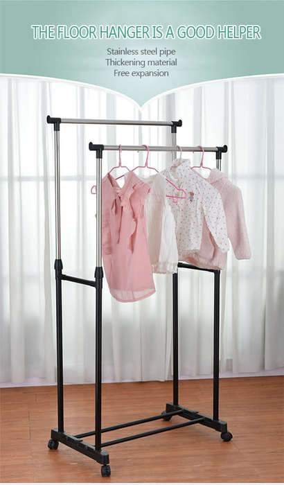 Double Pole Telescoping Clothes Rack 30Kg