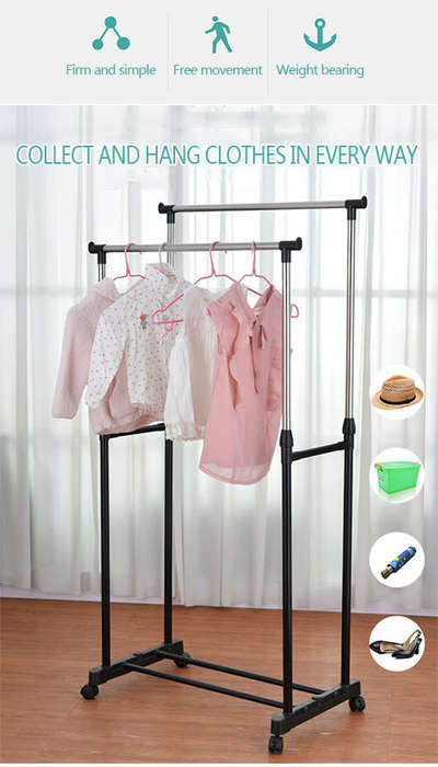 Double Pole Telescoping Clothes Rack 30Kg