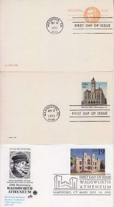 9 USA first day if issue cards - unused - as per scan