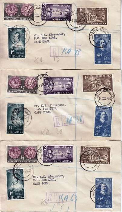 Union 12 covers - 1952 - Van Riebeeck cancellation - As per scan