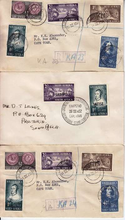 Union 12 covers - 1952 - Van Riebeeck cancellation - As per scan