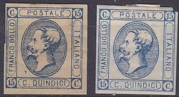 Italy - 1863 - King Victor Emmanuel - Type I (MH) - Type II without gum