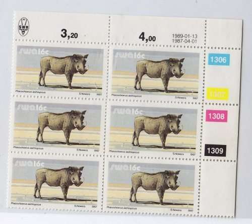 SWA 1987 MNH block of 6 stamps