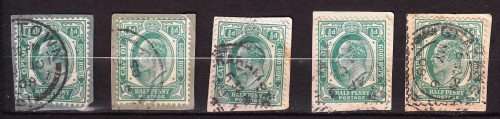 COGH - KEVII - 1901/1910 - Half penny green - On paper - 5 stamps - Good value!
