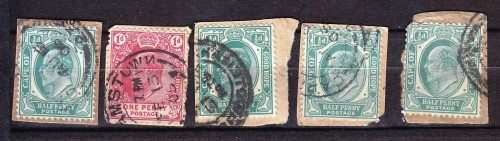 COGH - KEVII - 1901/1910 - HALF penny green - On paper - 5 stamps - Good value!