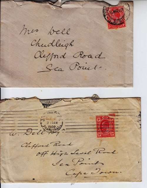 KEVII - 1909/11 - 2 covers one from Transvaal to Sea Point