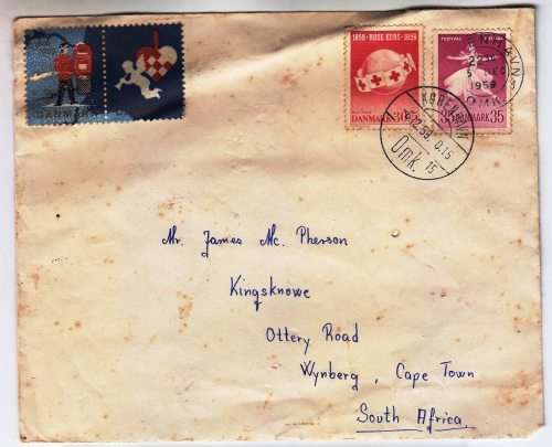Denmark cover to Cape Town - 1959