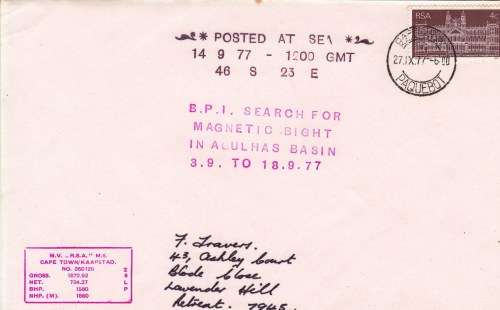 RSA - M.V. R.S.A - Posted at Sea - 1977 - B.P.I Search team