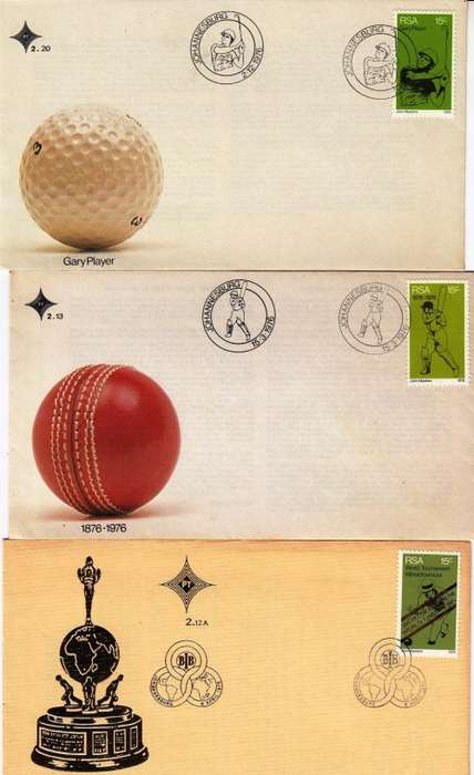 RSA - 1976 - FDC - Golfer Gary player - 3 X covers - Yellow mark on Bottom cover