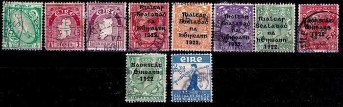 Ireland,Scott #66,67,20,23,26,28,44MH,45,84,1922/34,FU,CV$46.00