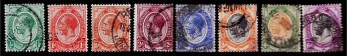 South Africa,Union,King heads,Scott#2,3,4,5,6,7,9,10,1913/24,FU