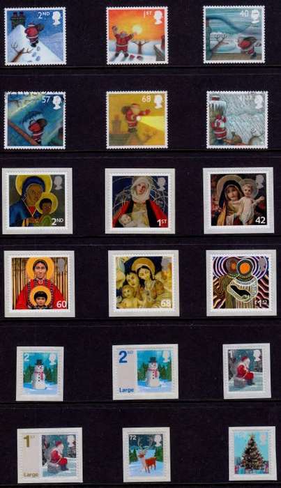 Great Britain,A selection of Christmas Stamps, All self adhesive are MNH.Other stamps are VFU and MH