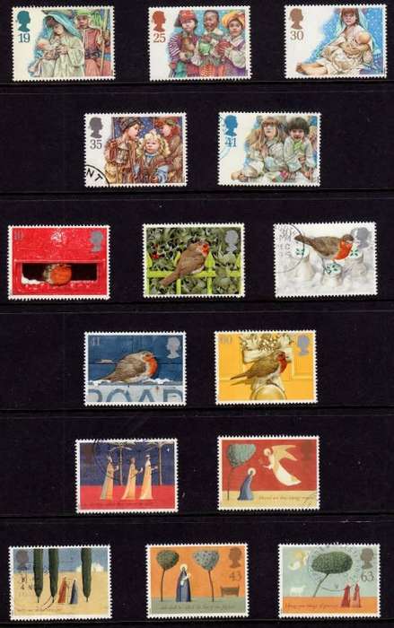 Great Britain,A selection of Christmas Stamps, All self adhesive are MNH.Other stamps are VFU and MH