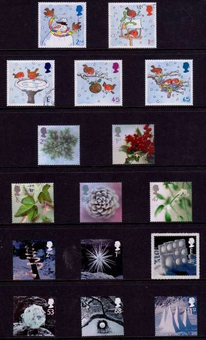 Great Britain,A selection of Christmas Stamps, All self adhesive are MNH.Other stamps are VFU and MH